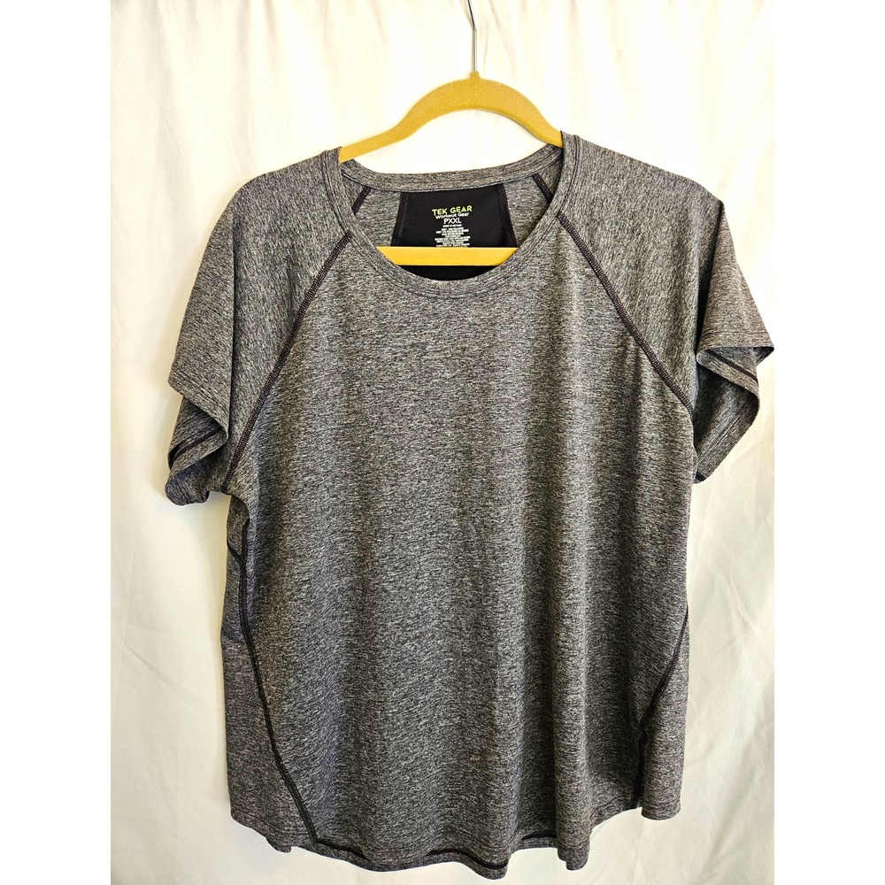 Tek Gear Workout Gear Womens Petites 2XP Gray Heather Scoop Neck Tee Stretch